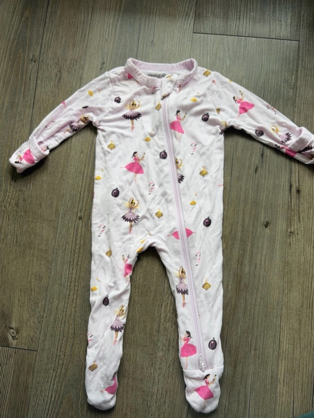 Kyte BABY Pink Ballerina Print Footed Pajamas